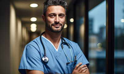 Professional Portrait of Male Nurse in His Office Space