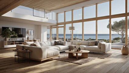 living room minimalist scandinavian design neutral colors