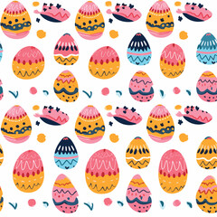 Easter background with colorful eggs on whit 