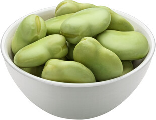 Edamame, bowl of green soybeans isolated