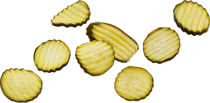 Pickled and marinated zucchini slices isolated