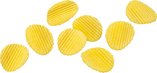 Ridged potato chips isolated