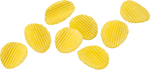 Ridged potato chips isolated