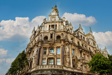 Obraz premium Antwerpen central street high baroque houses