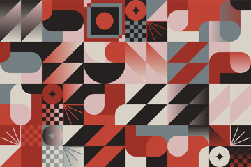 Postmodern Aesthetics Inspired Vector Graphic Pattern Made With Abstract Geometric Shapes