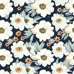 Floral seamless pattern. Hand drawn flower design 