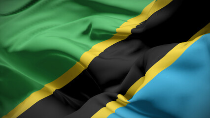 Fototapeta premium Close-up view of Tanzania National flag.