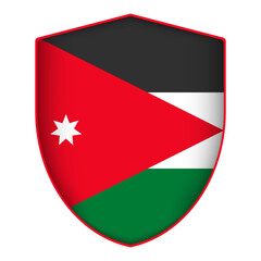 Jordan flag in shield shape. Vector illustration.