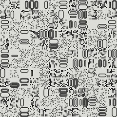 Monochrome Color Abstract Vector Pattern Design Made With Random Geometric Shapes