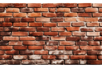 Fototapeta premium Red bricks wall, masonry background, isolated on transparent background, png