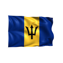 Barbados national flag on white background.