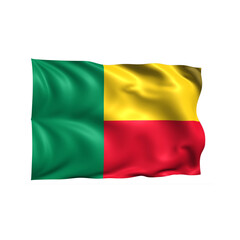 Benin national flag on white background.