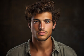 Obraz premium Generative ai technology portrait of attractive handsome young man model wearing retro clothes