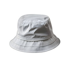 Men's White Bucket Hat IIllustration Art With a Transparent Background Generative AI.