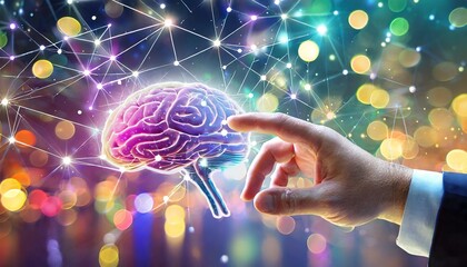 A Hand Touches a Brain Future