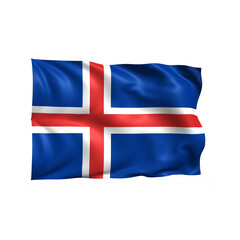 Fototapeta premium Iceland national flag on white background.