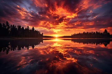 Naklejka premium Sunset Reflections on Lake.