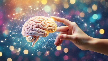 A Hand Touches a Brain Future