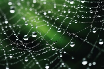 Obraz premium Glistening Dew on Spider Webs.
