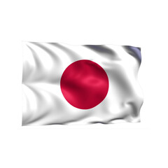 Japan national flag on white background.
