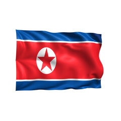 North Korea national flag on white background.