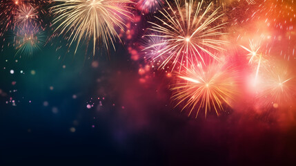 Fototapeta na wymiar Abstract firework background with free space for text