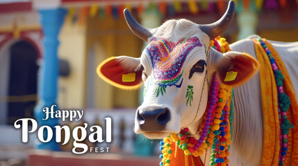 Tamil Nadu festival Happy Pongal with Pongal props, holiday Background, Indian Harvest Holiday - obrazy, fototapety, plakaty