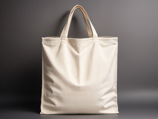 A Simple Clean fabric hand bag on a grey background. mockup