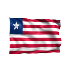 Liberia national flag on white background.