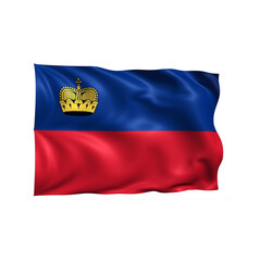 Liechtenstein national flag on white background.