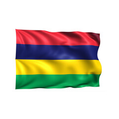 Mauritius national flag on white background.