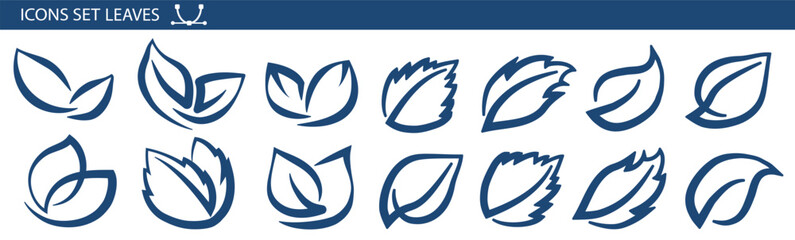 A set of leaves on a white background, for logos, designs, for the symbolism of the green planet