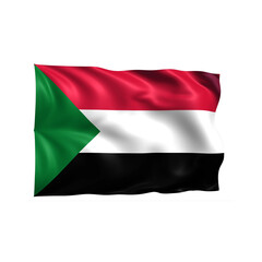 Sudan national flag on white background.