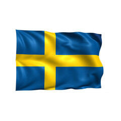 Sweden national flag on white background.