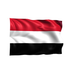Yemen national flag on white background.