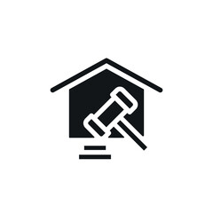 Contract for a house. Sale of real estate simple glyph icon. Vector solid isolated black illustration.