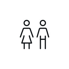 Male and female. Toilet linear icon. Thin line customizable illustration. Contour symbol. Vector isolated outline drawing. Editable stroke