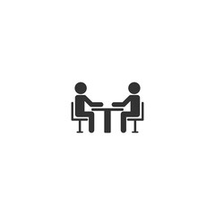 Two people at the table icon. Icon Conference. Vector illustration
