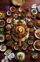 Asian food in the table