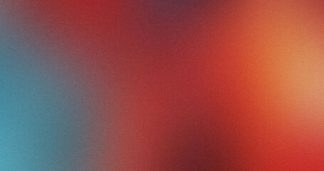 red blue orange , grainy noise grungy spray texture color gradient rough abstract retro vibe background , template empty space shine bright light and glow