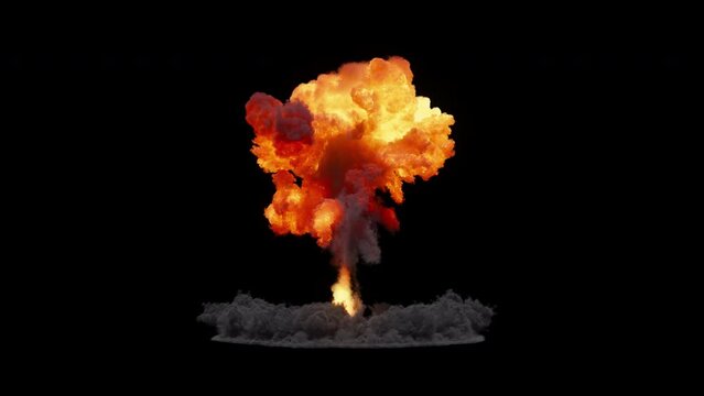 A huge nuclear bomb explosion Realistic animation of an atomic bomb explosion with fire, effect background footage, motion graphics, overlay 4K drag-and-drop editing software blending modes