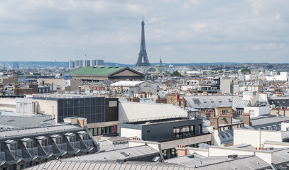 Galleries Lafayette Rooftop Terrace: A view over Paris from 8th floor of famous shopping centre in...