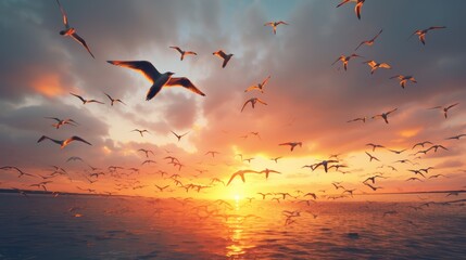 Birds flying in the sky, AI generated Image - Powered by Adobe