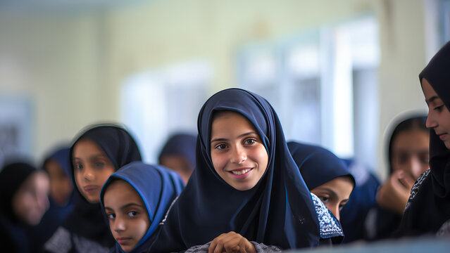 Muslim school girls at school