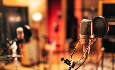 Microphone in a recording studio