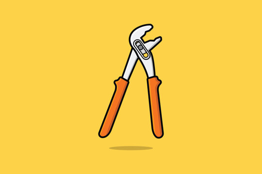 Adjustable Water Pump Pliers vector illustration. Mechanic and Plumber working tool equipment objects icon concept. Hand tools for repair, building, construction and maintenance.