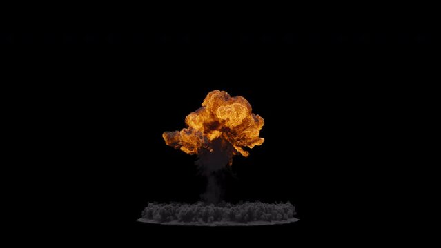A huge nuclear bomb explosion Realistic animation of an atomic bomb explosion with fire, effect background footage, motion graphics, overlay 4K drag-and-drop editing software blending modes