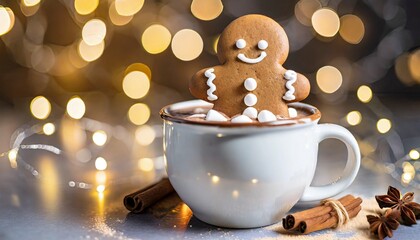 Obraz na płótnie Canvas cup of coffee with christmas cookies