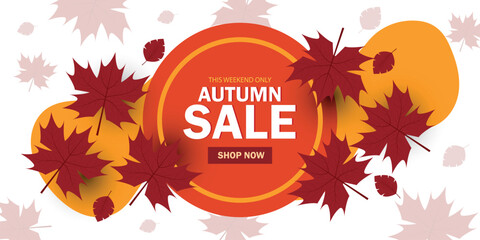 Autumn sale banner template design