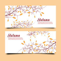 Autumnal banners with leaves and branches